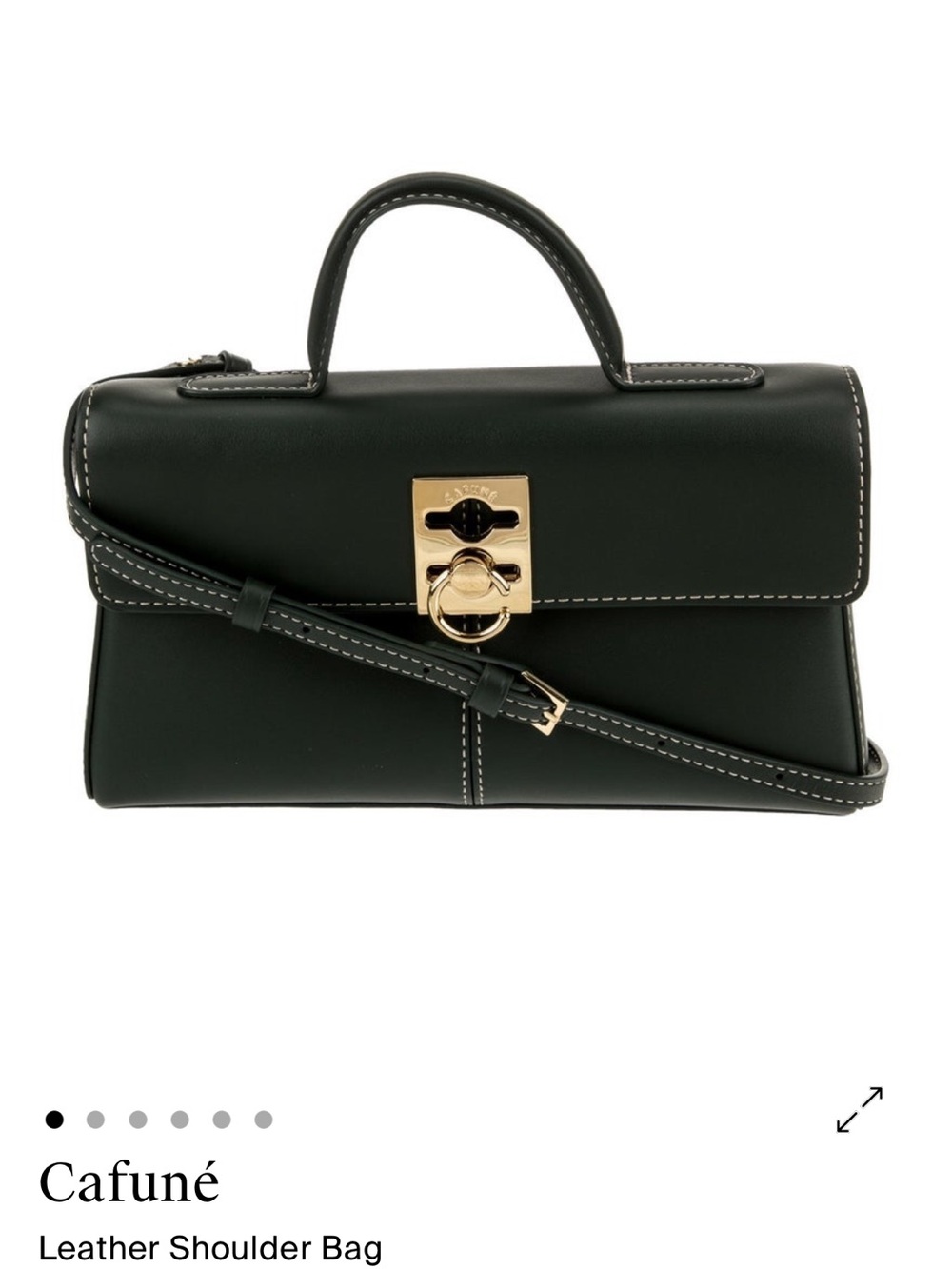 Cafuné Dark Green Leather Top-Handle Shoulder Bag